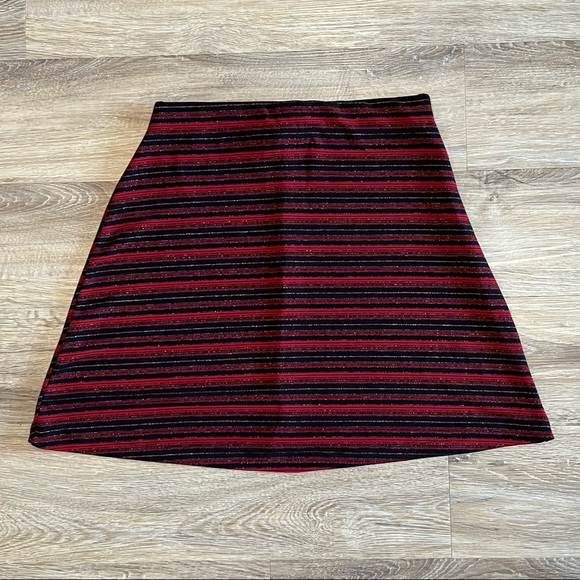 Vintage Y2K 90s glitter black and red stripe mini skirt - Picture 3 of 4